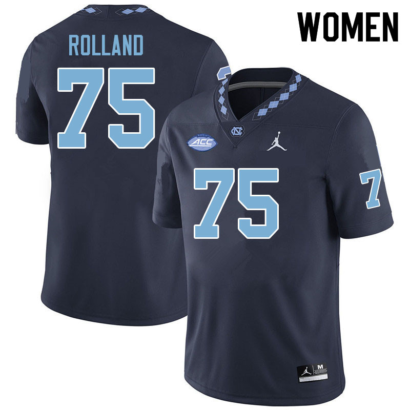 Women #75 Spencer Rolland North Carolina Tar Heels College Football Jerseys Sale-Navy